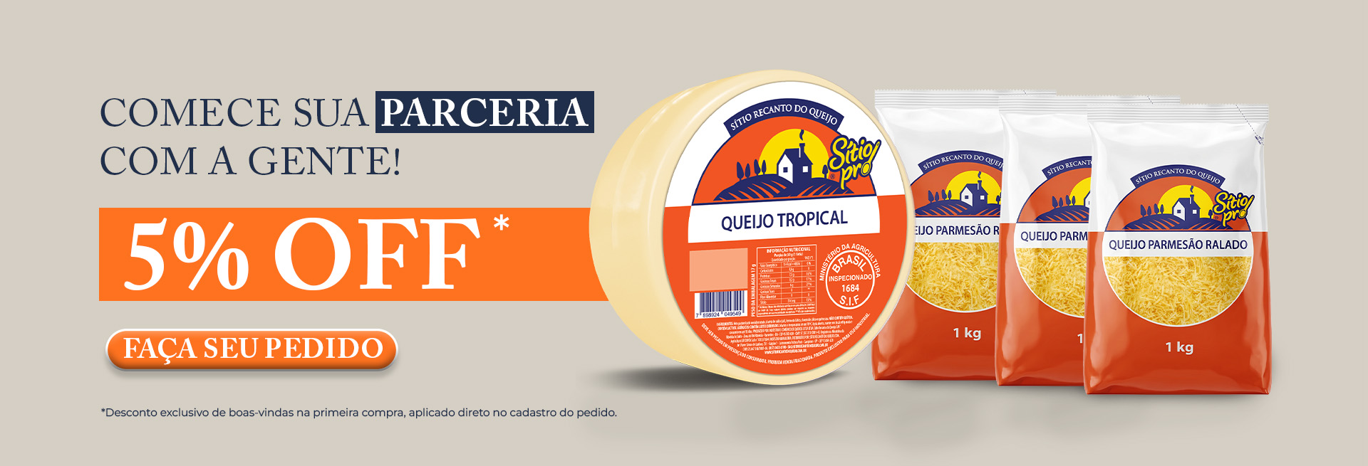 Banner Food Service 5% de desconto na primeira compra Banner Food Service 5% de desconto na primeira compra